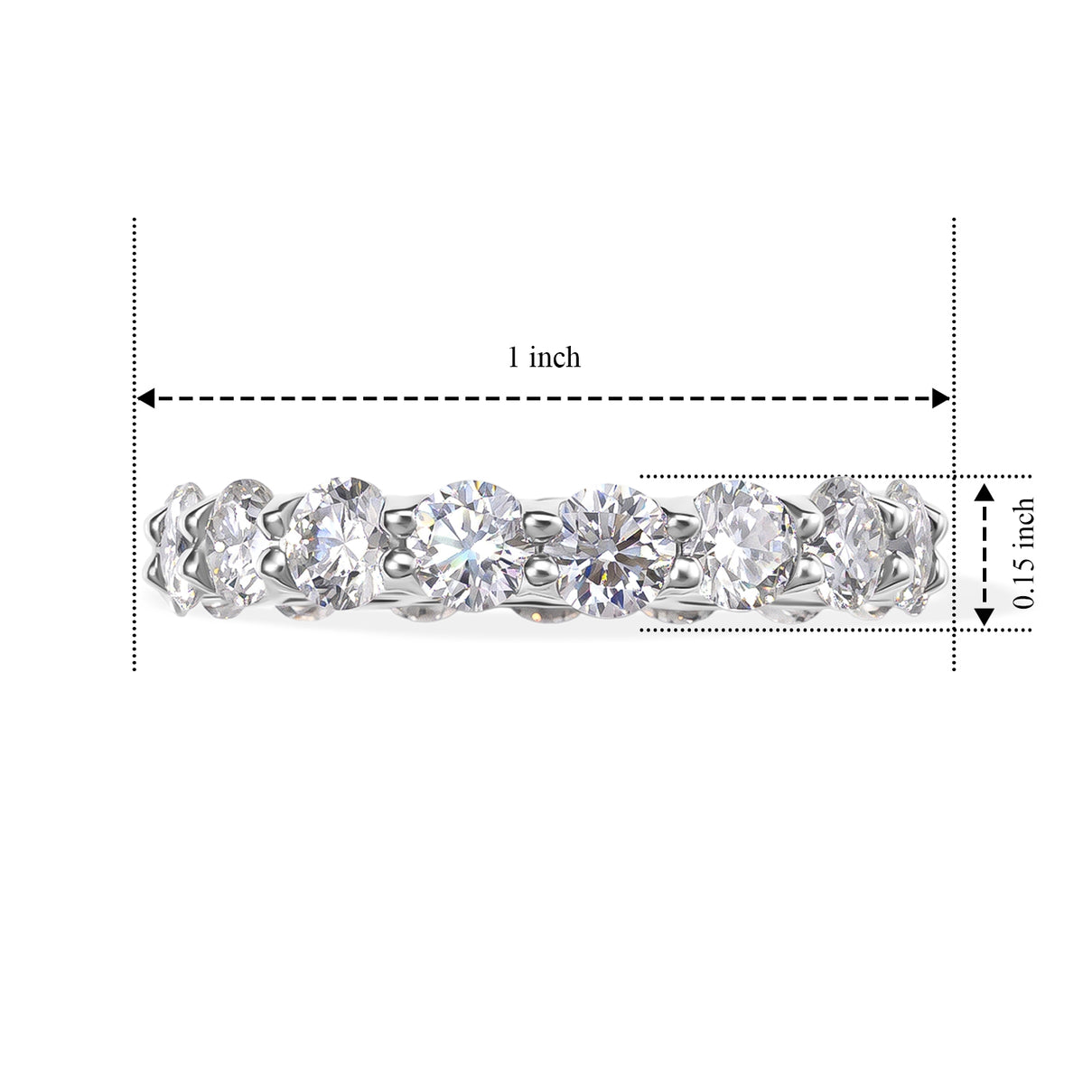 D'Joy - Moissanite Full Eternity Band Ring in Rhodium Overlay Sterling Silver 4.10 Ct. V32490034 5
