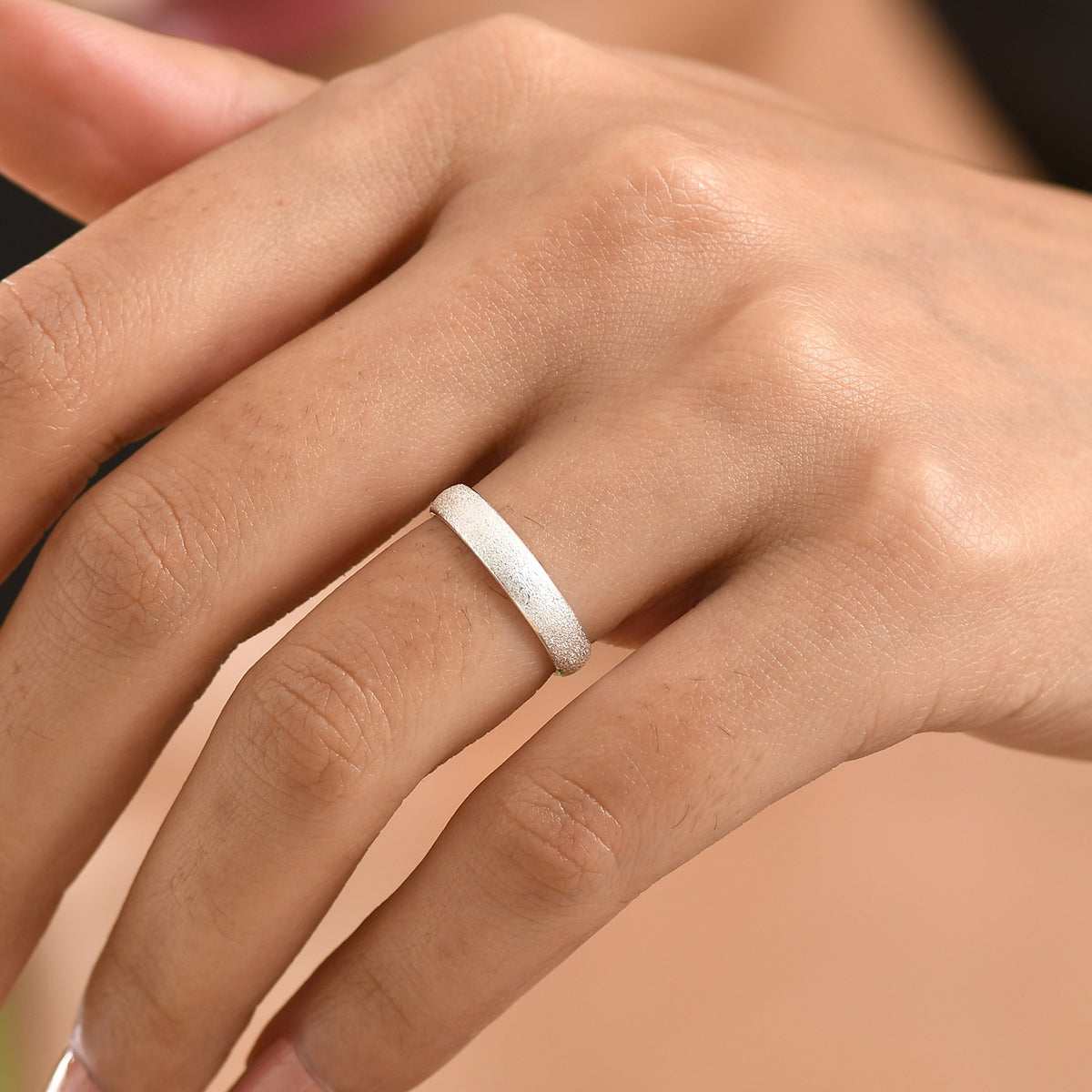 Sterling Silver Sandblasted Band Ring 8690971 2