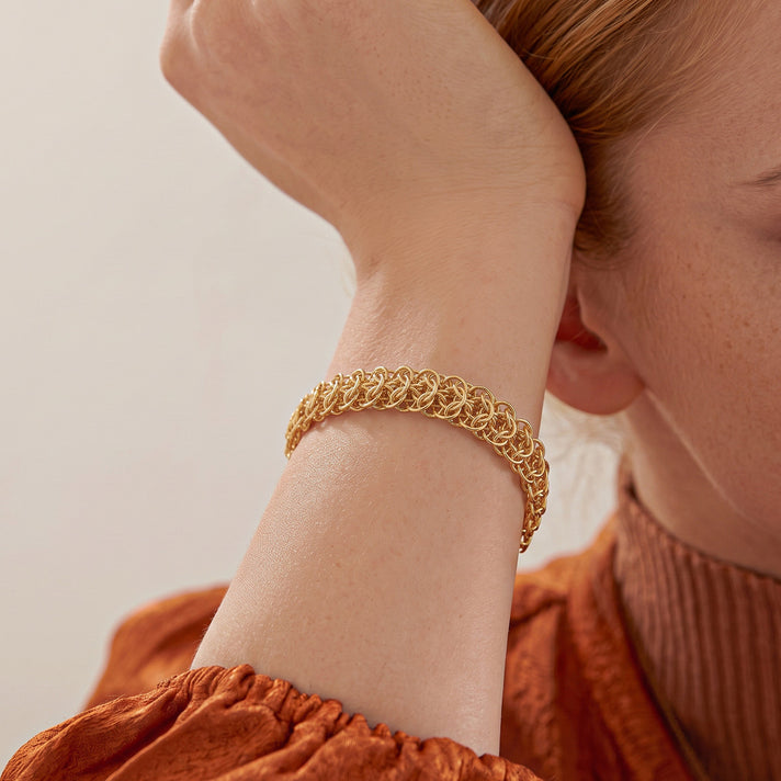 Italian 9K Yellow Gold Flat Byzantino Handmade Circolare Bracelet (Size - 8) - Gold Weight - 9 Gm 8691038 2