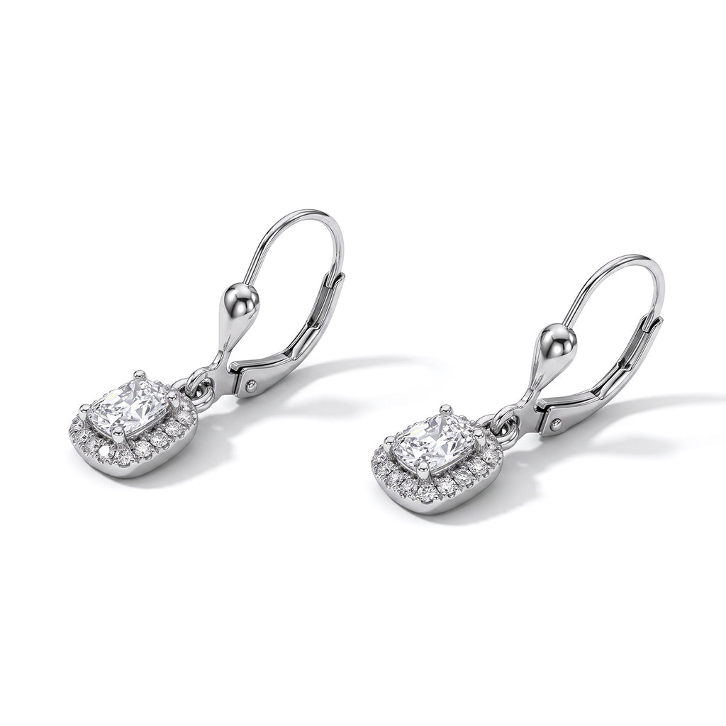 Luxuriant - SGL Certified Lab Grown Diamond (SI/G-H) Halo Earring with Lever Back in Rhodium Overlay Sterling Silver 1.00 Ct._8691067_3