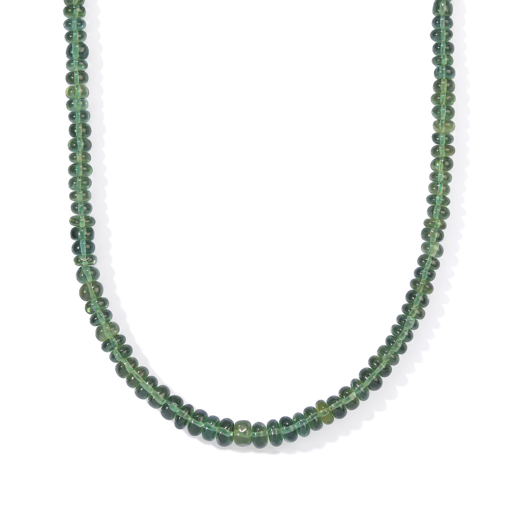 D'Joy - Natural Green Apatite Beads Necklace (Size - 18+2 Ext) in Rhodium Overlay Sterling Silver 90.00 Ct._8691159