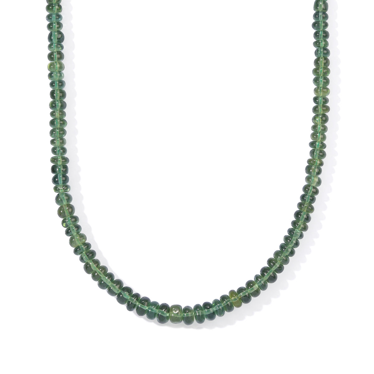 D'Joy - Natural Green Apatite Beads Necklace (Size - 18+2 Ext) in Rhodium Overlay Sterling Silver 90.00 Ct. 8691159 0