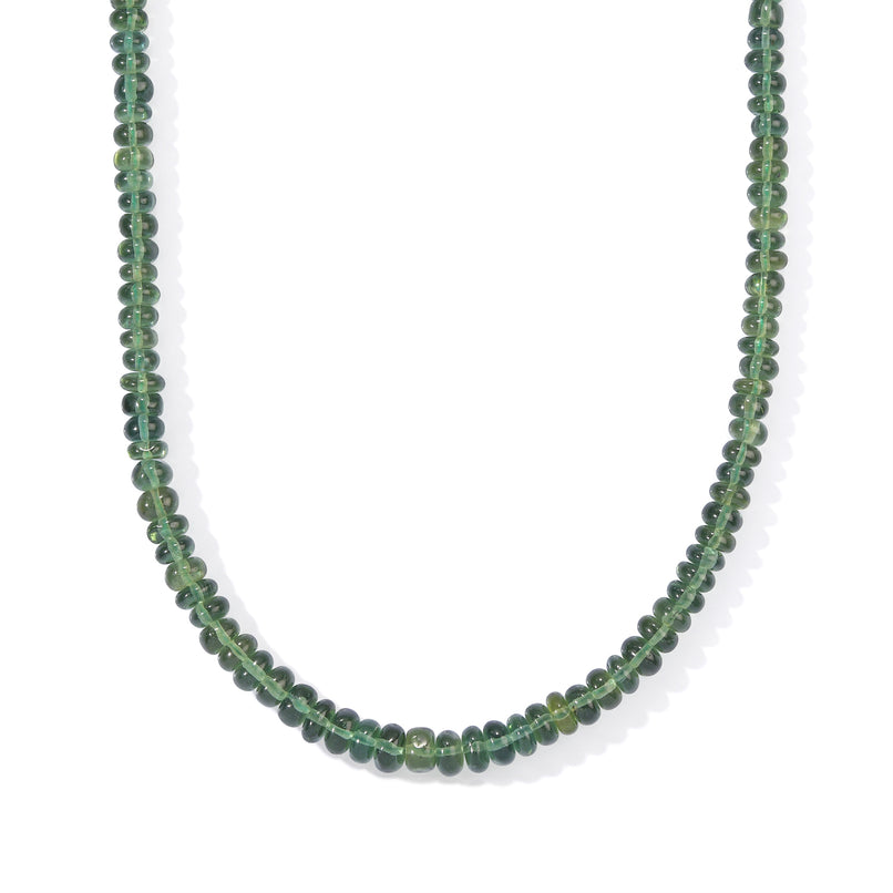 D'Joy - Natural Green Apatite Beads Necklace (Size - 18+2 Ext) in Rhodium Overlay Sterling Silver 90.00 Ct._8691159