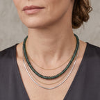 D'Joy - Natural Green Apatite Beads Necklace (Size - 18+2 Ext) in Rhodium Overlay Sterling Silver 90.00 Ct._8691159_2