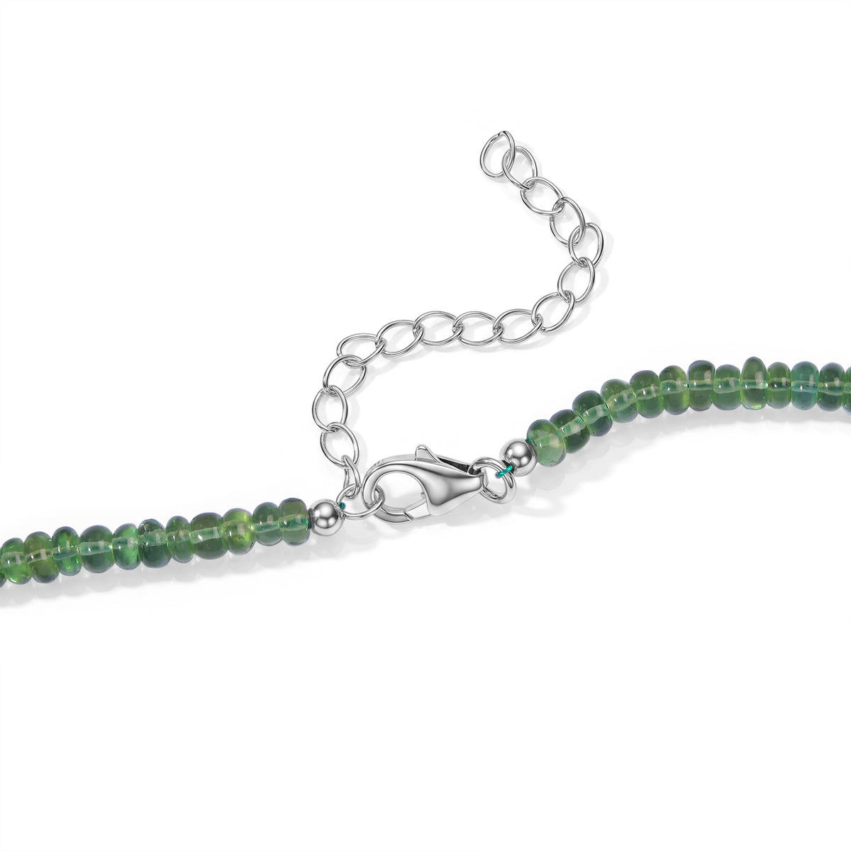 D'Joy - Natural Green Apatite Beads Necklace (Size - 18+2 Ext) in Rhodium Overlay Sterling Silver 90.00 Ct. 8691159 4