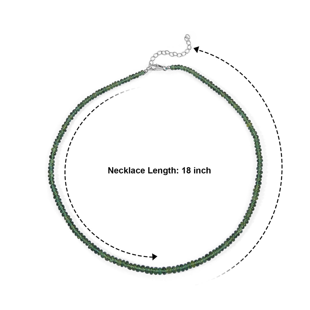 D'Joy - Natural Green Apatite Beads Necklace (Size - 18+2 Ext) in Rhodium Overlay Sterling Silver 90.00 Ct._8691159_4