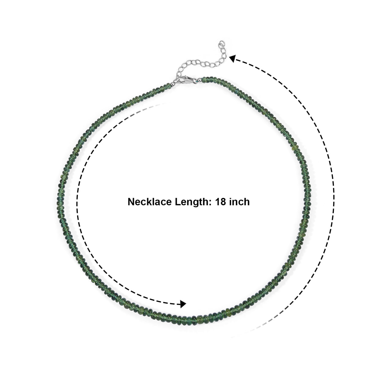 D'Joy - Natural Green Apatite Beads Necklace (Size - 18+2 Ext) in Rhodium Overlay Sterling Silver 90.00 Ct. 8691159 5