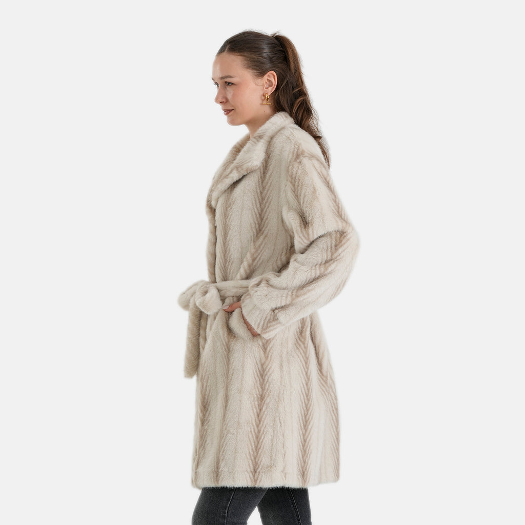 La Marey Signature Longline Faux Fur Winter Coat (Size - S/M, 8-14) - Beige_8691178_2