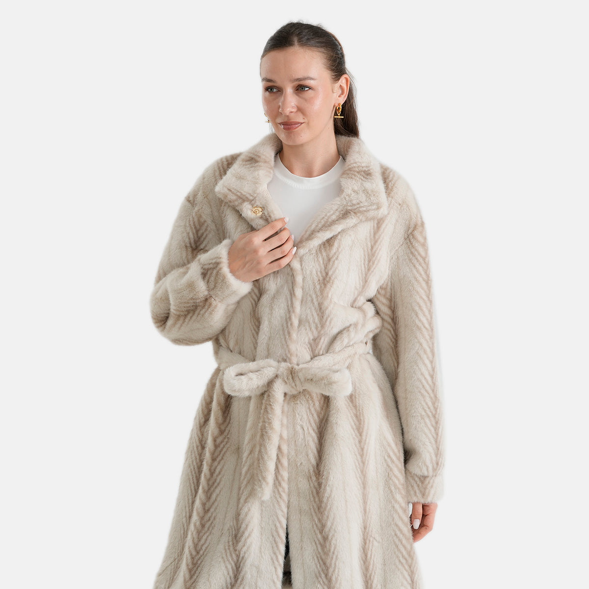 La Marey Signature Longline Faux Fur Winter Coat (Size - S-M, 8-14) - Beige 8691178 6