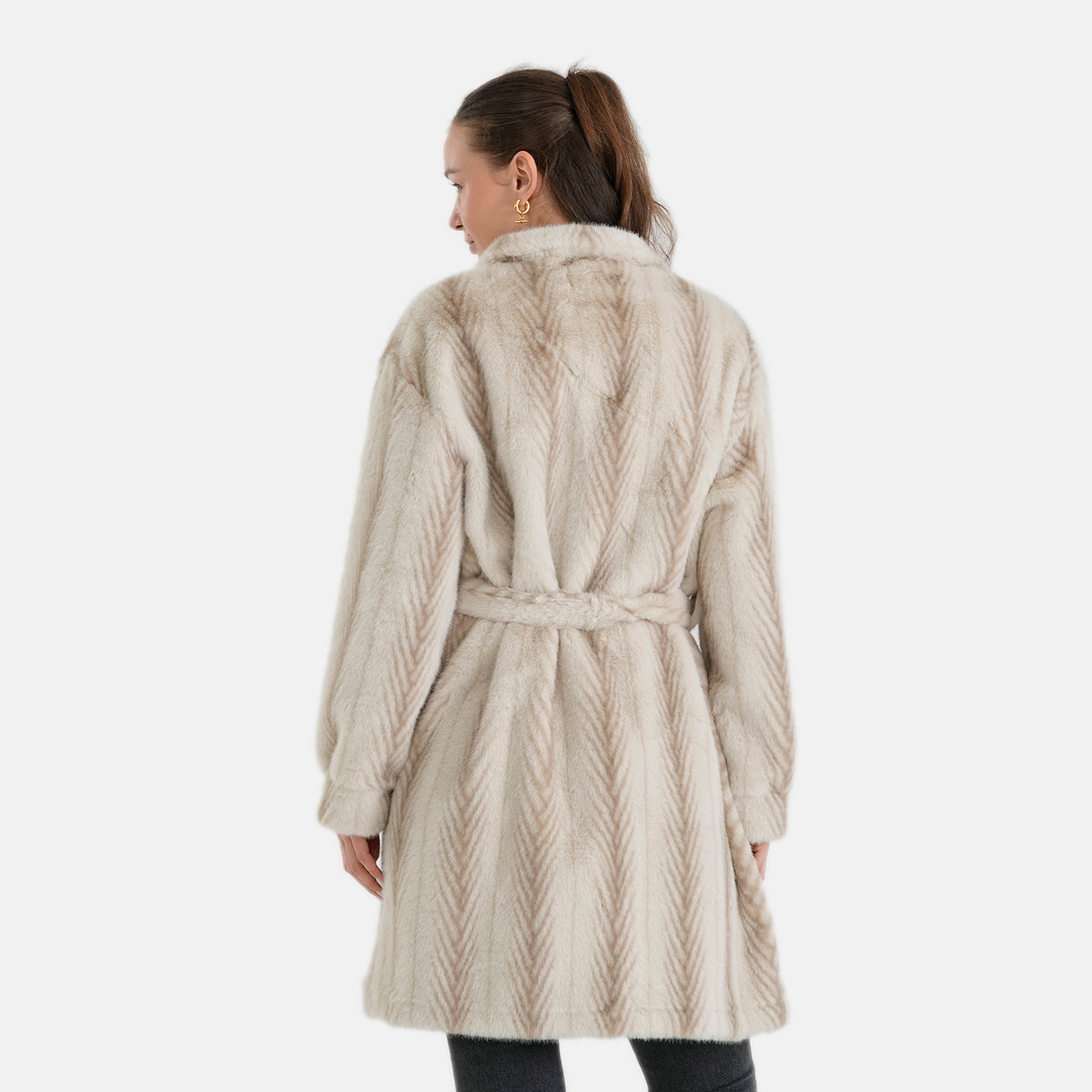 La Marey Signature Longline Faux Fur Winter Coat (Size - L-XL, 16-22) - Beige 8691184 1