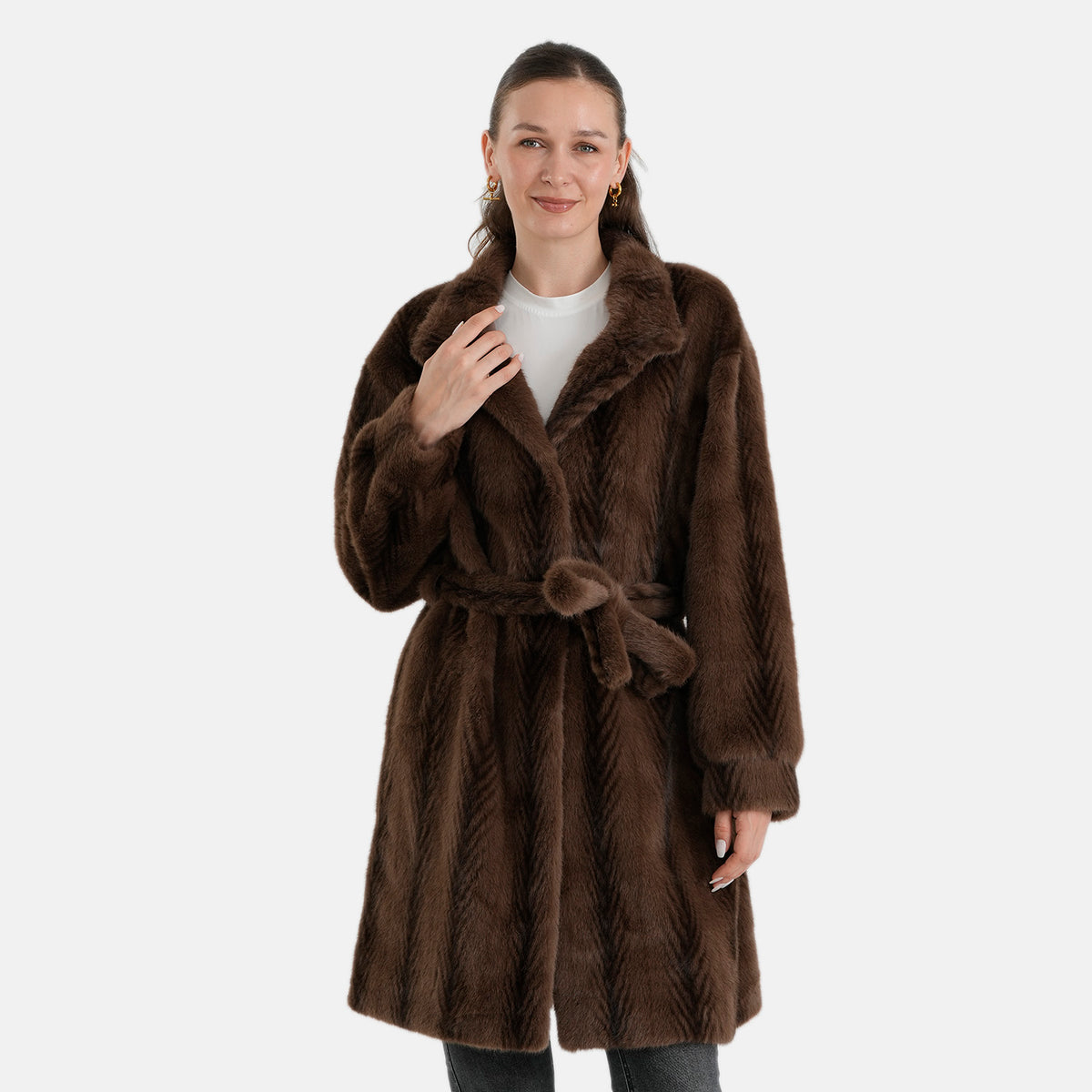La Marey Signature Longline Faux Fur Winter Coat (Size - S-M, 8-14) - Chocolate 8691185 4