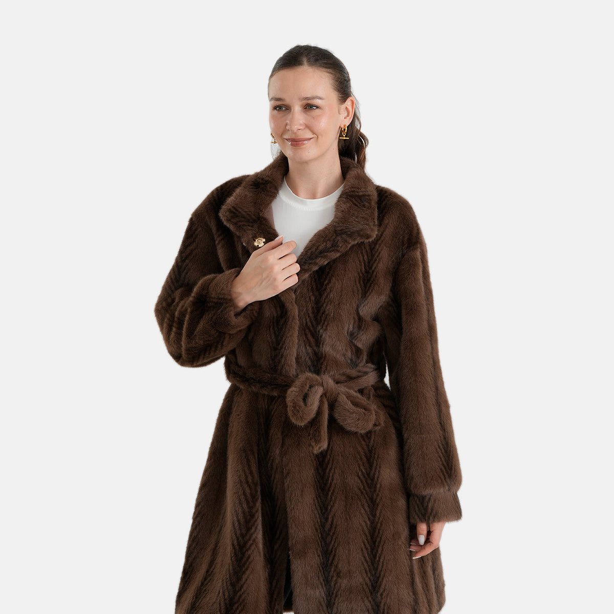 La Marey Signature Longline Faux Fur Winter Coat (Size - S-M, 8-14) - Chocolate 8691185 6