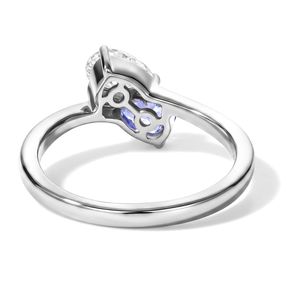 D'Joy - Tanzanite &amp; Moissanite Toi-et-Moi Ring in Rhodium Overlay Sterling Silver 8691266 5
