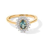 D'Joy - Montana Sapphire & Lab Grown Diamond (SI/G-H) Halo Ring in 18K Vermeil Yellow Gold Plated Sterling Silver 1.00 Ct._8691769