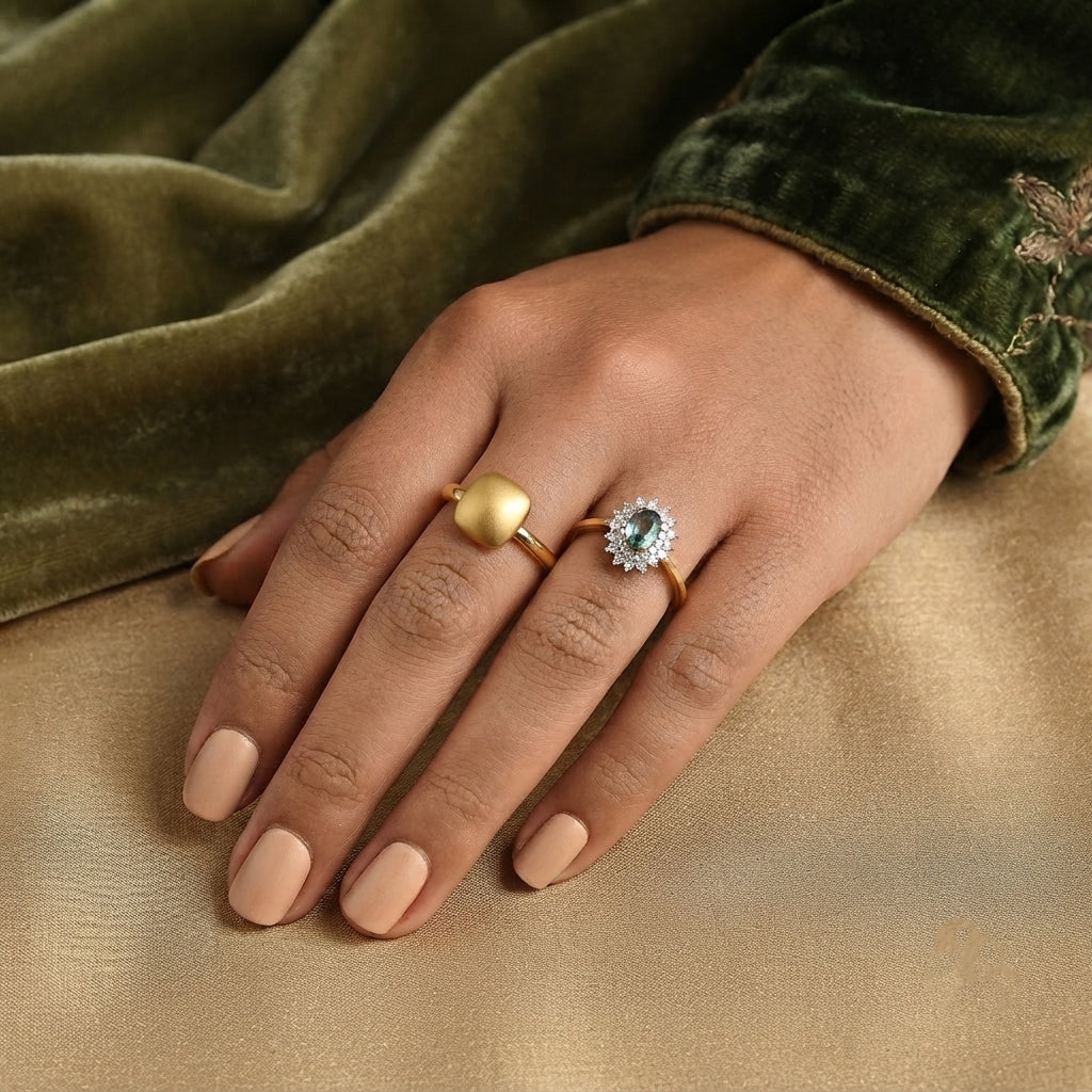 D'Joy - Montana Sapphire &amp; Lab Grown Diamond (SI-G-H) Halo Ring in 18K Vermeil Yellow Gold Plated Sterling Silver 1.00 Ct. 8691769 2