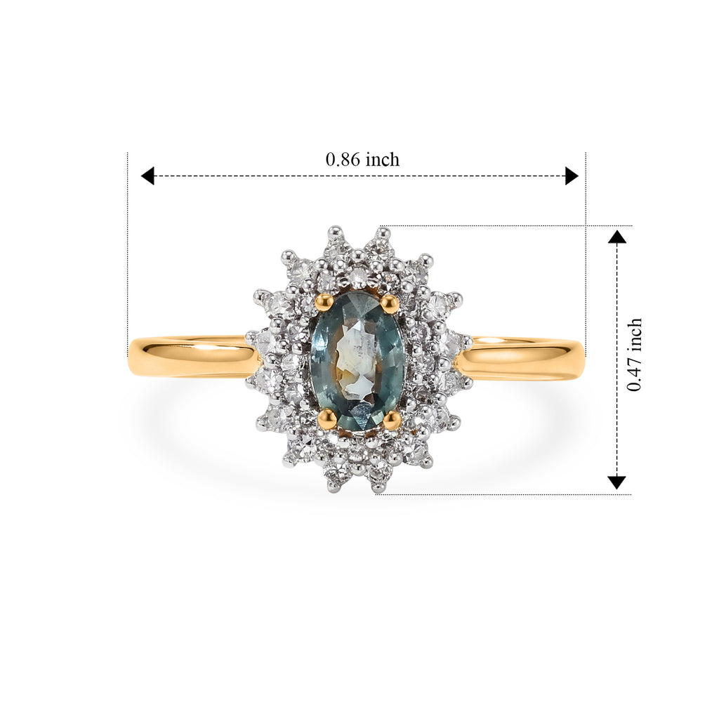 D'Joy - Montana Sapphire & Lab Grown Diamond (SI/G-H) Halo Ring in 18K Vermeil Yellow Gold Plated Sterling Silver 1.00 Ct._8691769_5
