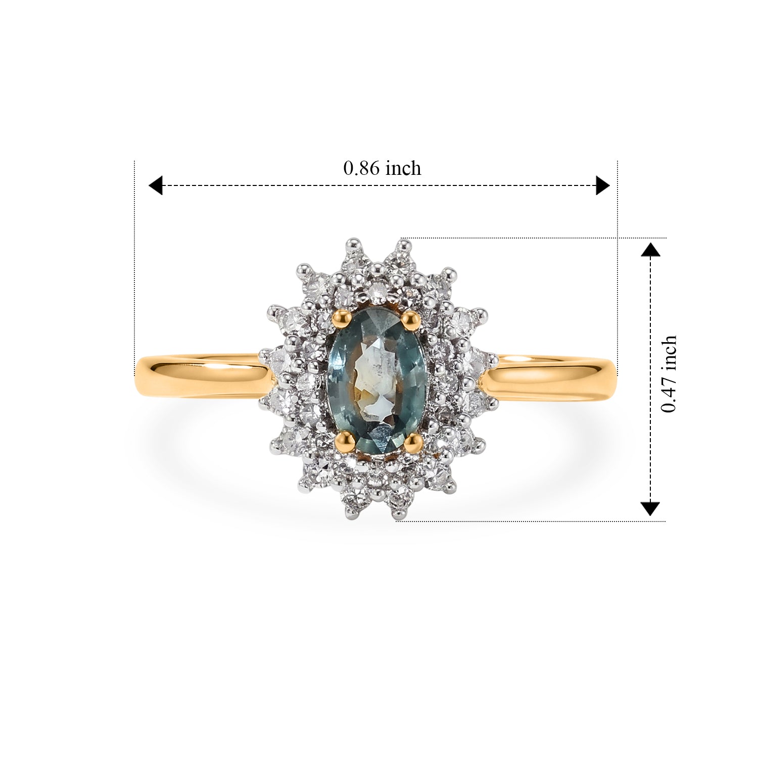 D'Joy - Montana Sapphire &amp; Lab Grown Diamond (SI-G-H) Halo Ring in 18K Vermeil Yellow Gold Plated Sterling Silver 1.00 Ct. 8691769 5