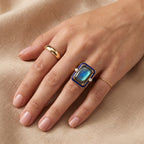 EverTrue - Labradorite & Moissanite Trilogy Ring in Yellow Gold Tone 12.80 Ct._8691929_2