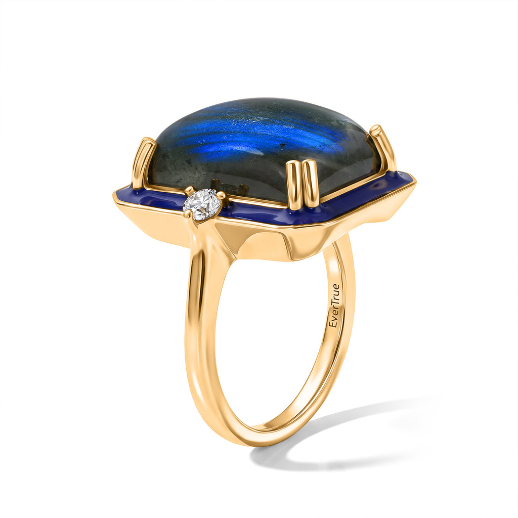 EverTrue - Labradorite & Moissanite Trilogy Ring in Yellow Gold Tone 12.80 Ct._8691929_3