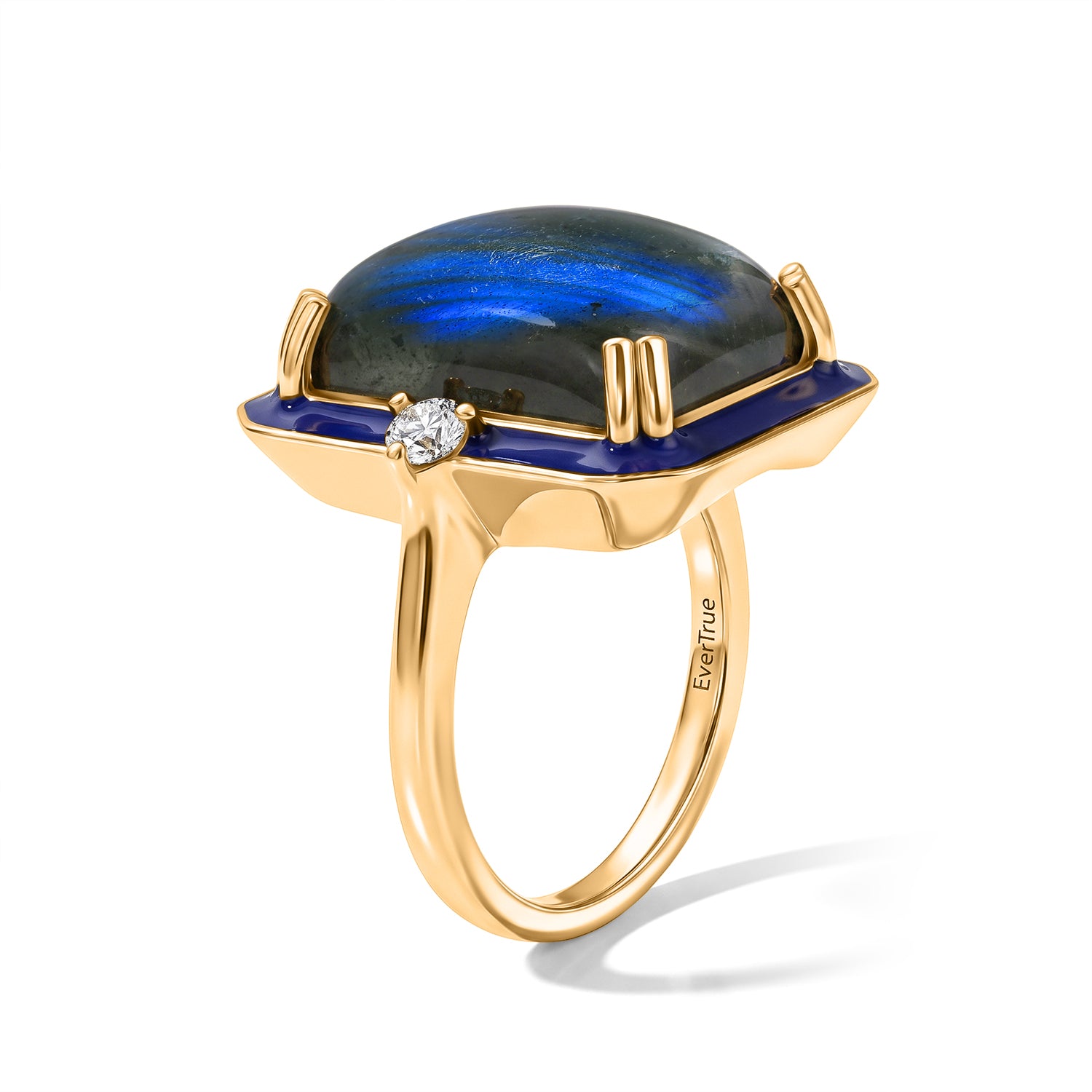 EverTrue - Labradorite &amp; Moissanite Trilogy Ring in Yellow Gold Tone 12.80 Ct. 8691929 4