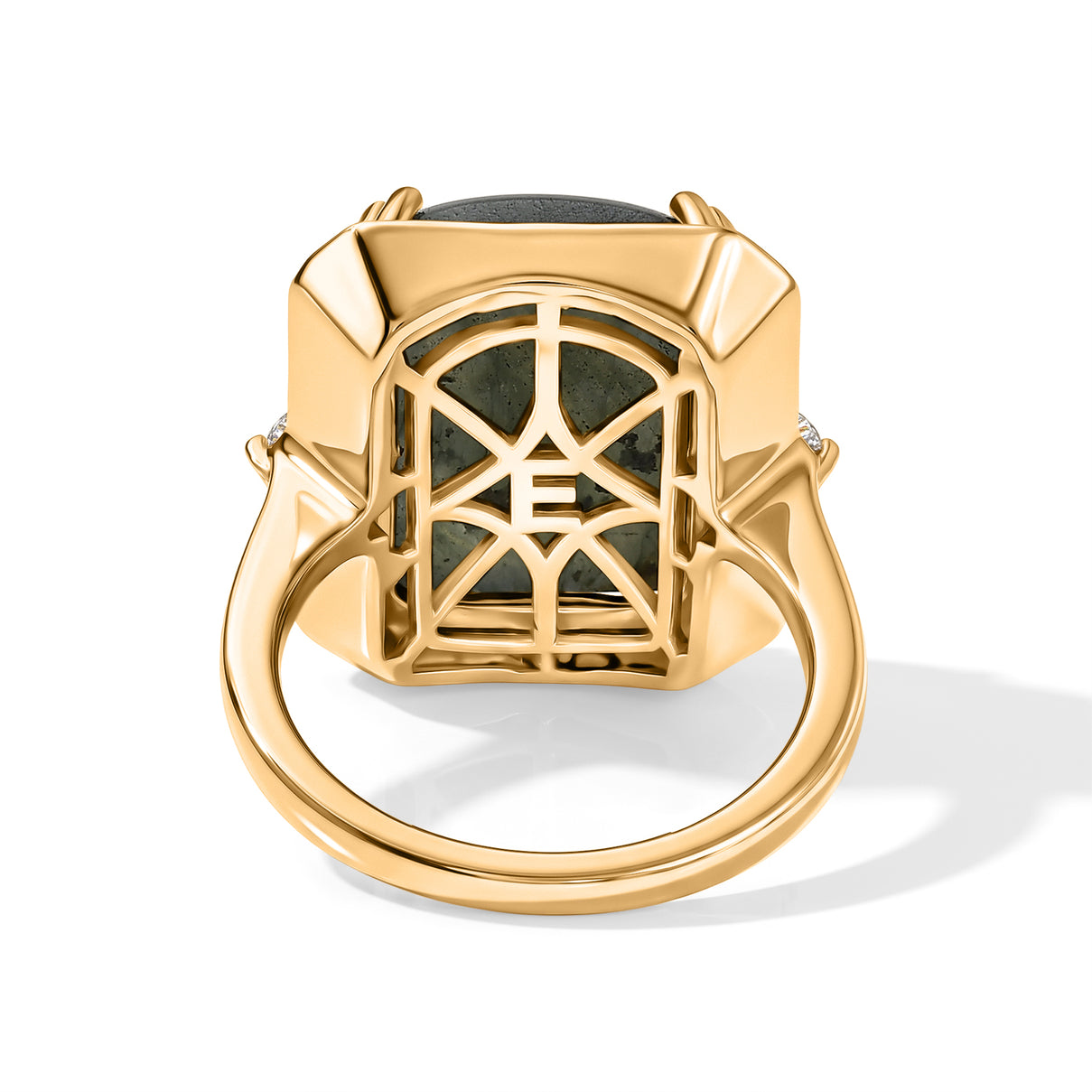 EverTrue - Labradorite &amp; Moissanite Trilogy Ring in Yellow Gold Tone 12.80 Ct. 8691929 5