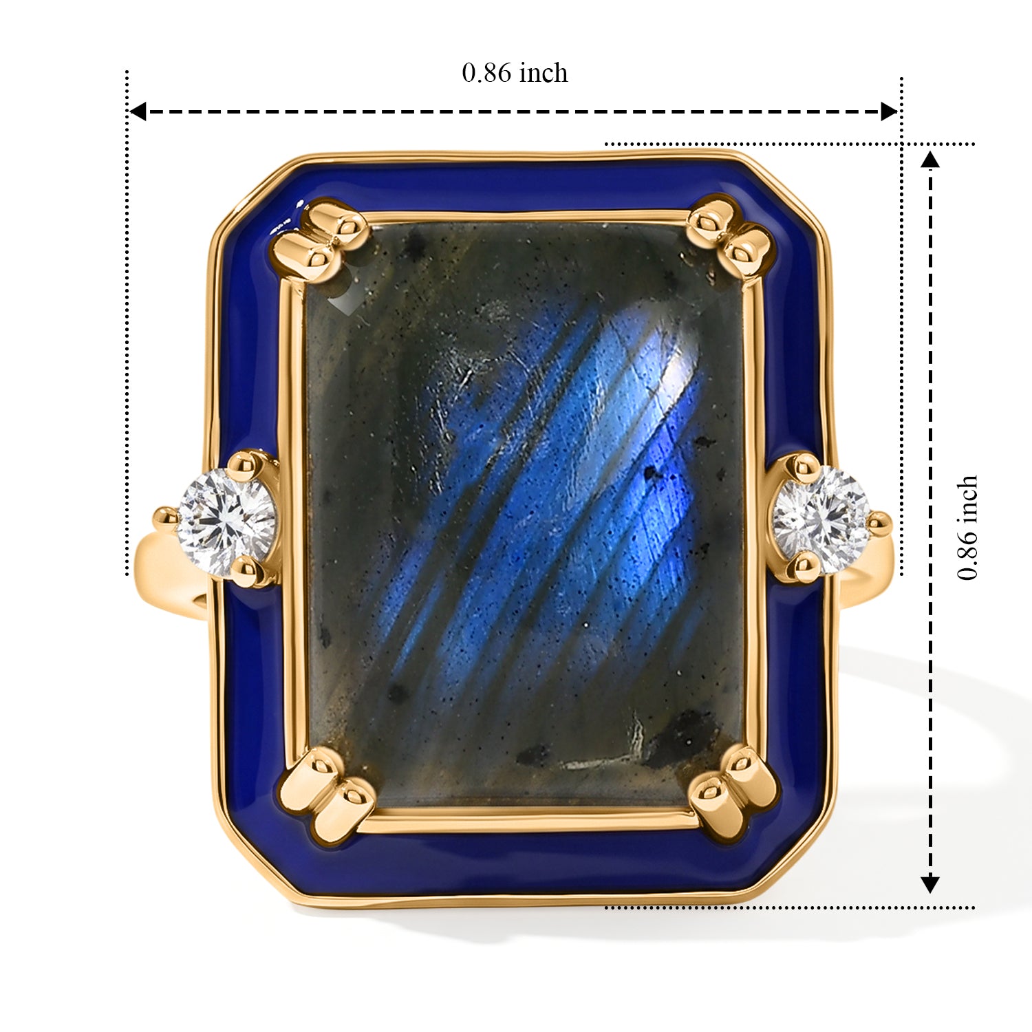 EverTrue - Labradorite &amp; Moissanite Trilogy Ring in Yellow Gold Tone 12.80 Ct. 8691929 6