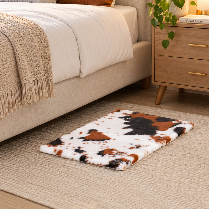 LIVMORE Cow-Print Faux Fur Rug (60x40 cm) - Brown 8692017 1
