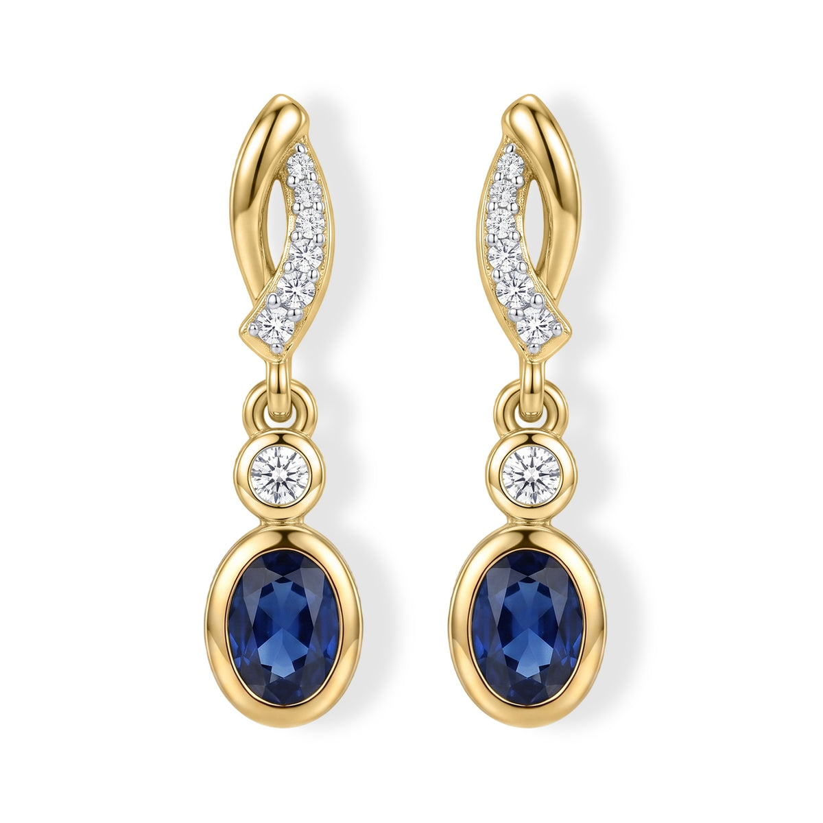 D'Joy - AAA Natural Kashmire Kyanite &amp; White Zircon Dangling Earring with Push Post in Yellow Gold Plated Sterling Silver 1.50 Ct. V32575594 0