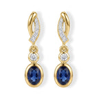 D'Joy - Kyanite & White Zircon Dangling Earring with Push Post in Yellow Gold Plated Sterling Silver 1.50 Ct._8692484