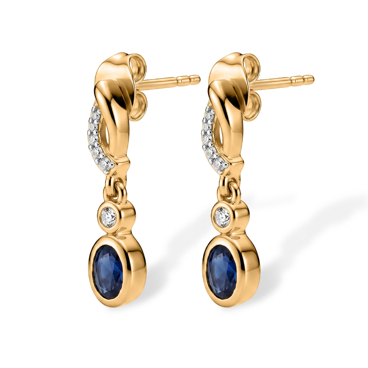 D'Joy - AAA Natural Kashmire Kyanite &amp; White Zircon Dangling Earring with Push Post in Yellow Gold Plated Sterling Silver 1.50 Ct. V32575594 4