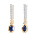 D'Joy - Kyanite & White Zircon Dangling Earring with Push Post in Yellow Gold Plated Sterling Silver 1.75 Ct._8692486