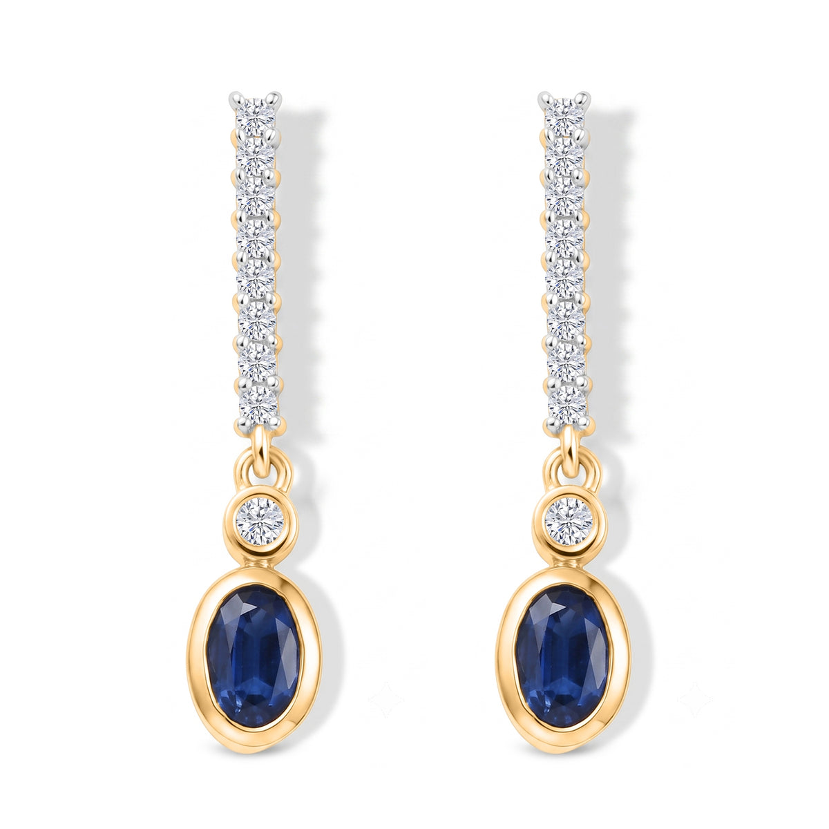 D'Joy -  AAA Natural Kashmir Kyanite &amp; White Zircon Dangling Earring with Push Post in Yellow Gold Plated Sterling Silver 1.75 Ct. V32576024 0