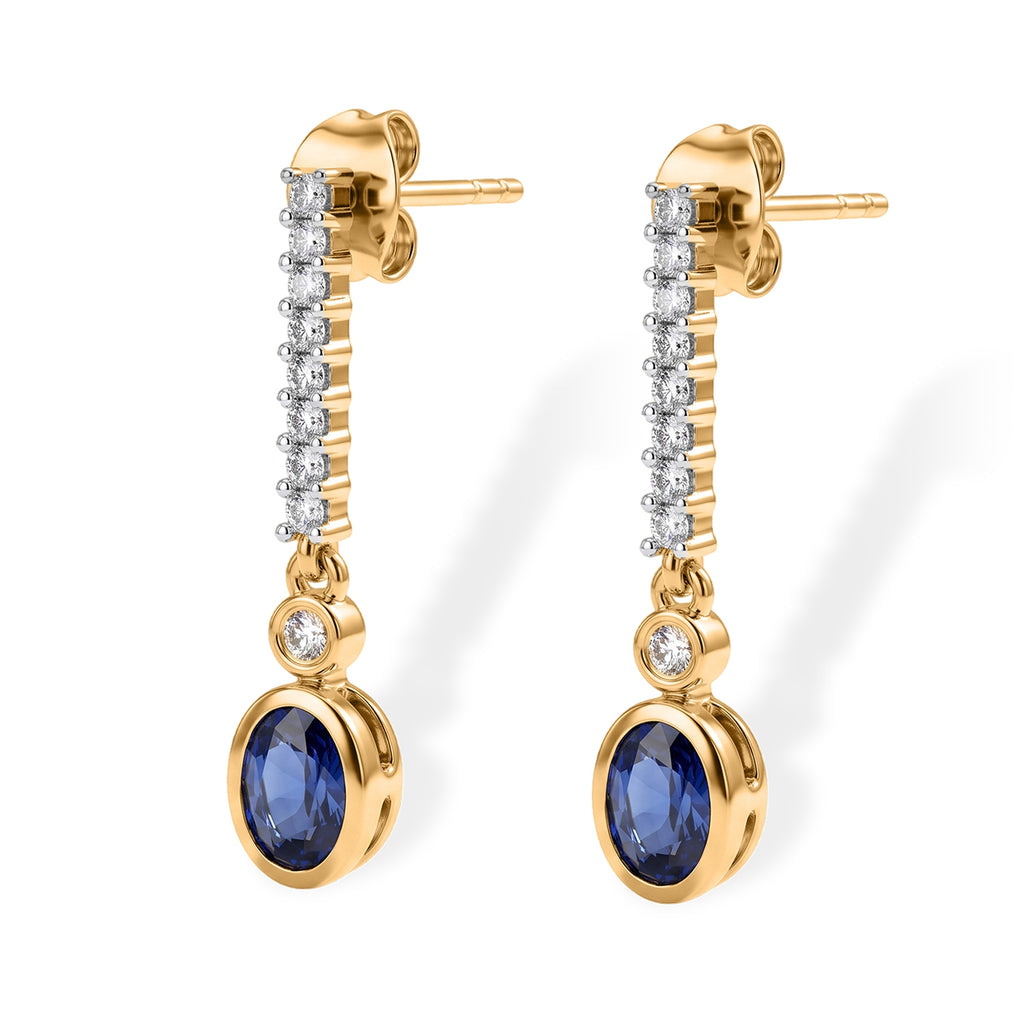 D'Joy - Kyanite & White Zircon Dangling Earring with Push Post in Yellow Gold Plated Sterling Silver 1.75 Ct._8692486_3