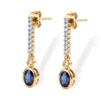 D'Joy - Kyanite & White Zircon Dangling Earring with Push Post in Yellow Gold Plated Sterling Silver 1.75 Ct._8692486_3