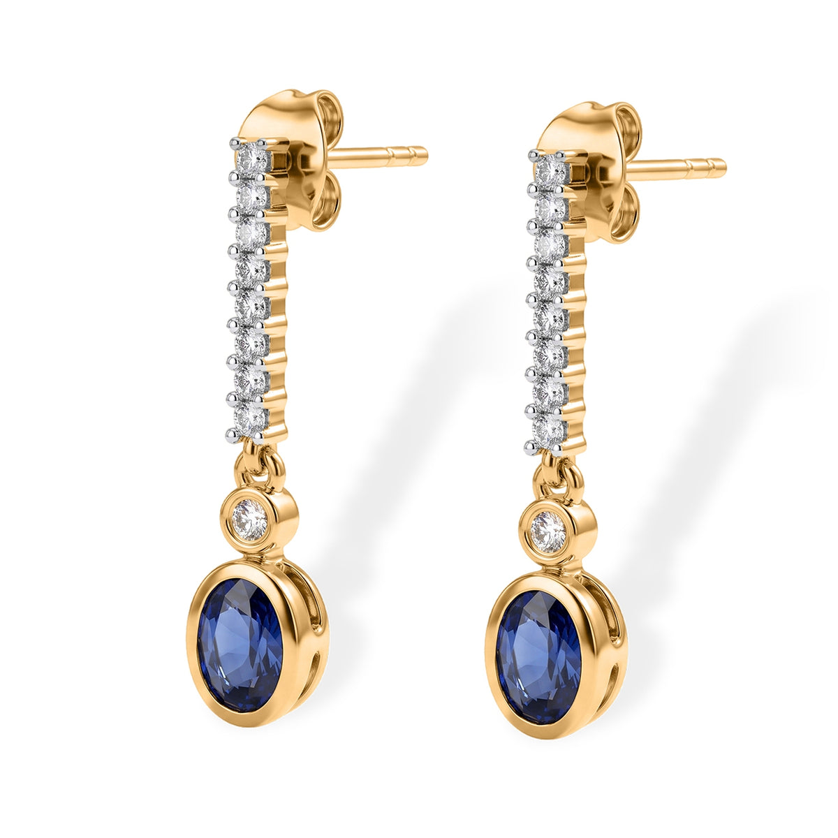 D'Joy -  AAA Natural Kashmir Kyanite &amp; White Zircon Dangling Earring with Push Post in Yellow Gold Plated Sterling Silver 1.75 Ct. V32576024 4