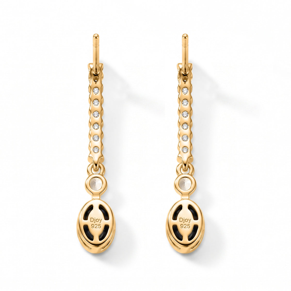 D'Joy -  AAA Natural Kashmir Kyanite &amp; White Zircon Dangling Earring with Push Post in Yellow Gold Plated Sterling Silver 1.75 Ct. V32576024 5