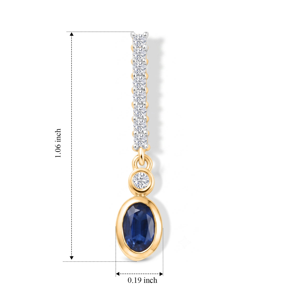 D'Joy -  AAA Natural Kashmir Kyanite &amp; White Zircon Dangling Earring with Push Post in Yellow Gold Plated Sterling Silver 1.75 Ct. V32576024 6