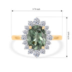 MADAGASCAR RARE FIND - 9K Yellow Gold Natural Green Apatite (2 cts) & Lab Grown Diamond (0.50 cts) (SI/G-H) Halo Ring 2.50 Ct._8692627_5