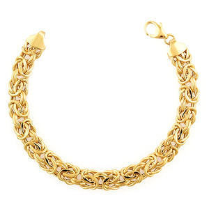 Last in Stock Deal- 9K Yellow Gold Hand Made BYZANTINE Bracelet (Size - 7.5) with Lobster Clasp, Gold Wt. 8.13 Gms