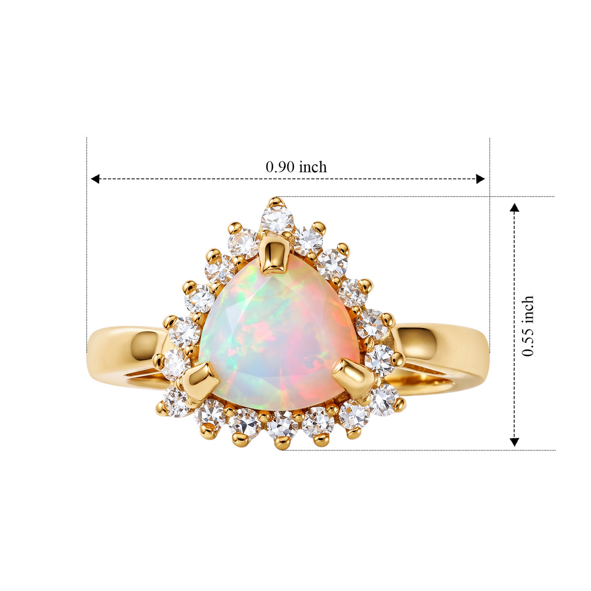 Luxuriant - Ethiopian Opal &amp; Lab Grown Diamond Halo Ring in 18K Vermeil Yellow Gold Plated Sterling Silver 1.50 Ct. 8694623 3