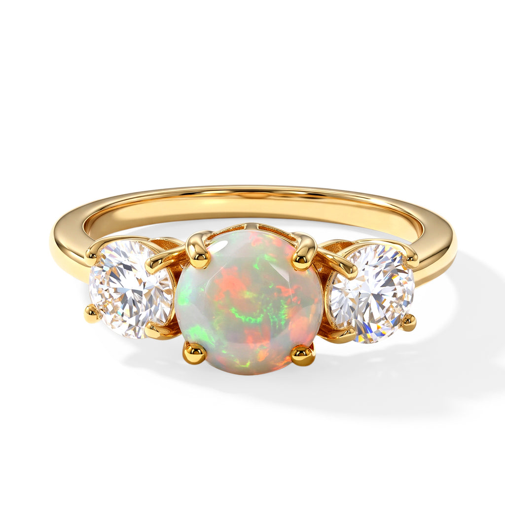 D'Joy - Ethiopian Opal & Moissanite Ring in Yellow Gold Plated Sterling Silver 1.80 Ct._8694769