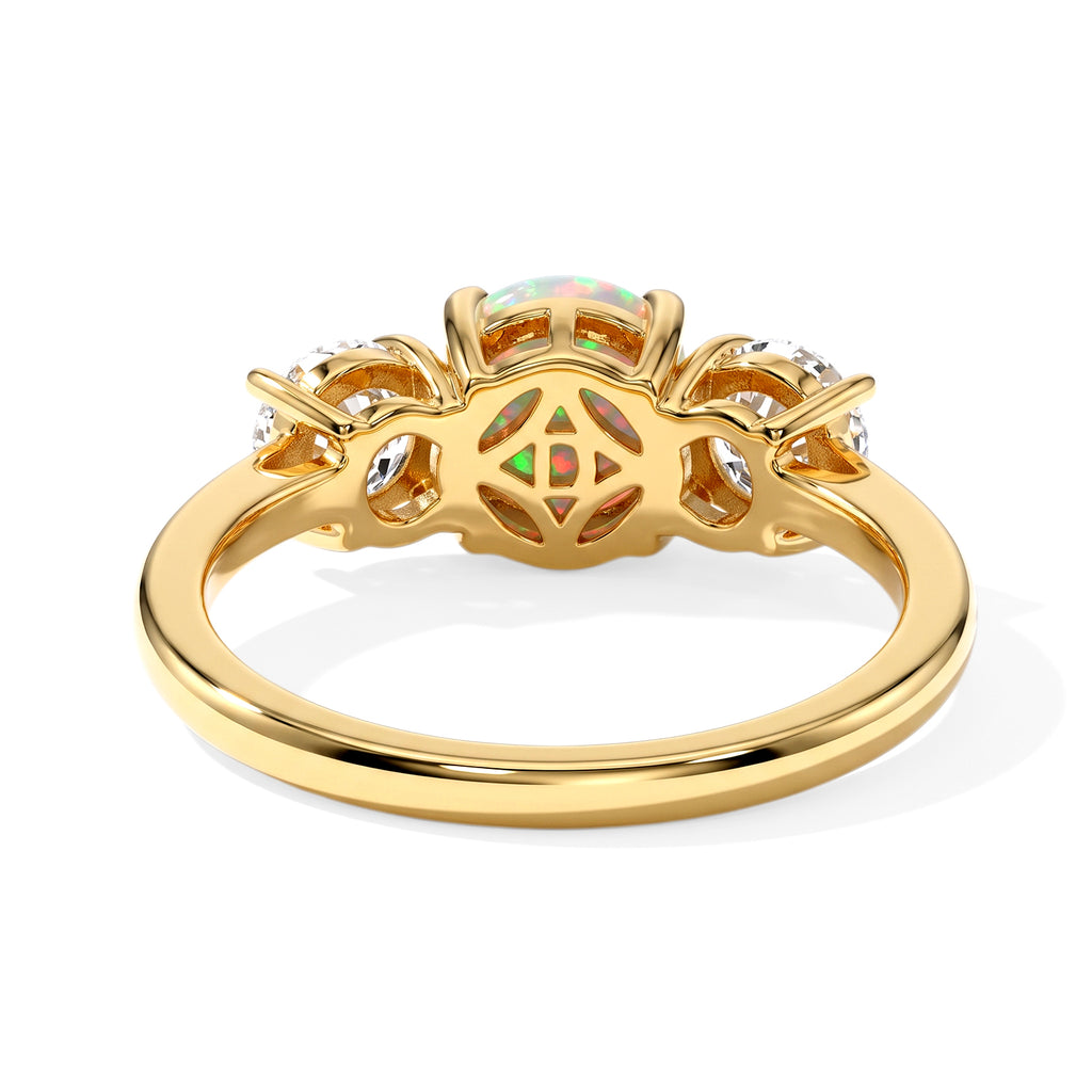D'Joy - Ethiopian Opal & Moissanite Ring in Yellow Gold Plated Sterling Silver 1.80 Ct._8694769_4