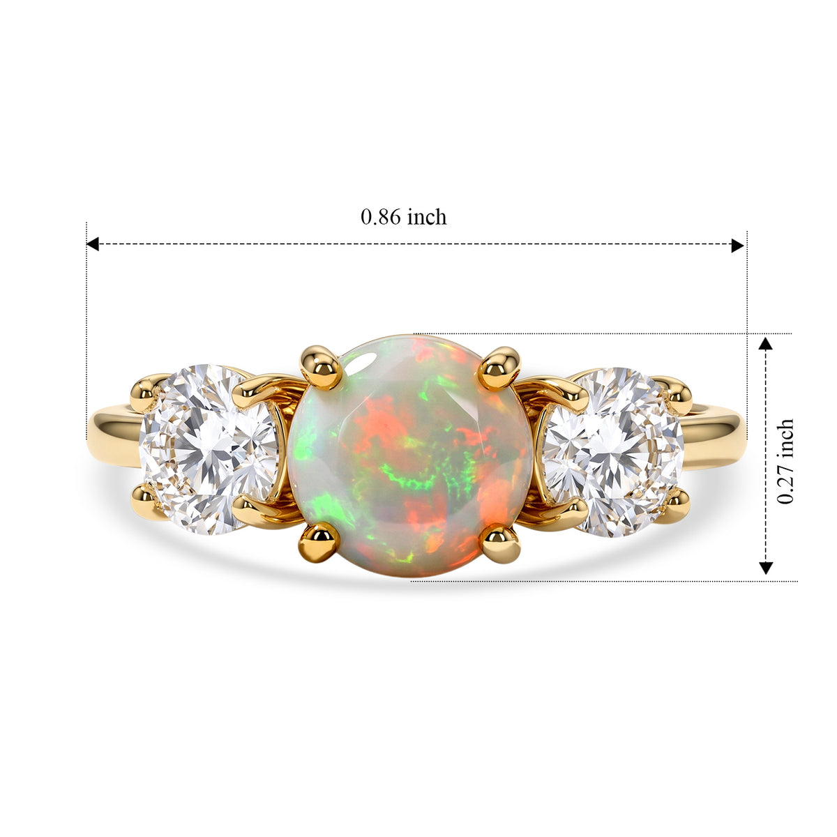 D'Joy - Ethiopian Opal &amp; Moissanite Ring in Yellow Gold Plated Sterling Silver 1.80 Ct. 8694769 3