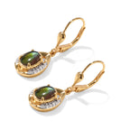 D'Joy - Ammolite & White Zircon Solitaire Earring with Lever Back in 18K Vermeil Yellow Gold Plated Sterling Silver 1.88 Ct._8694998_2