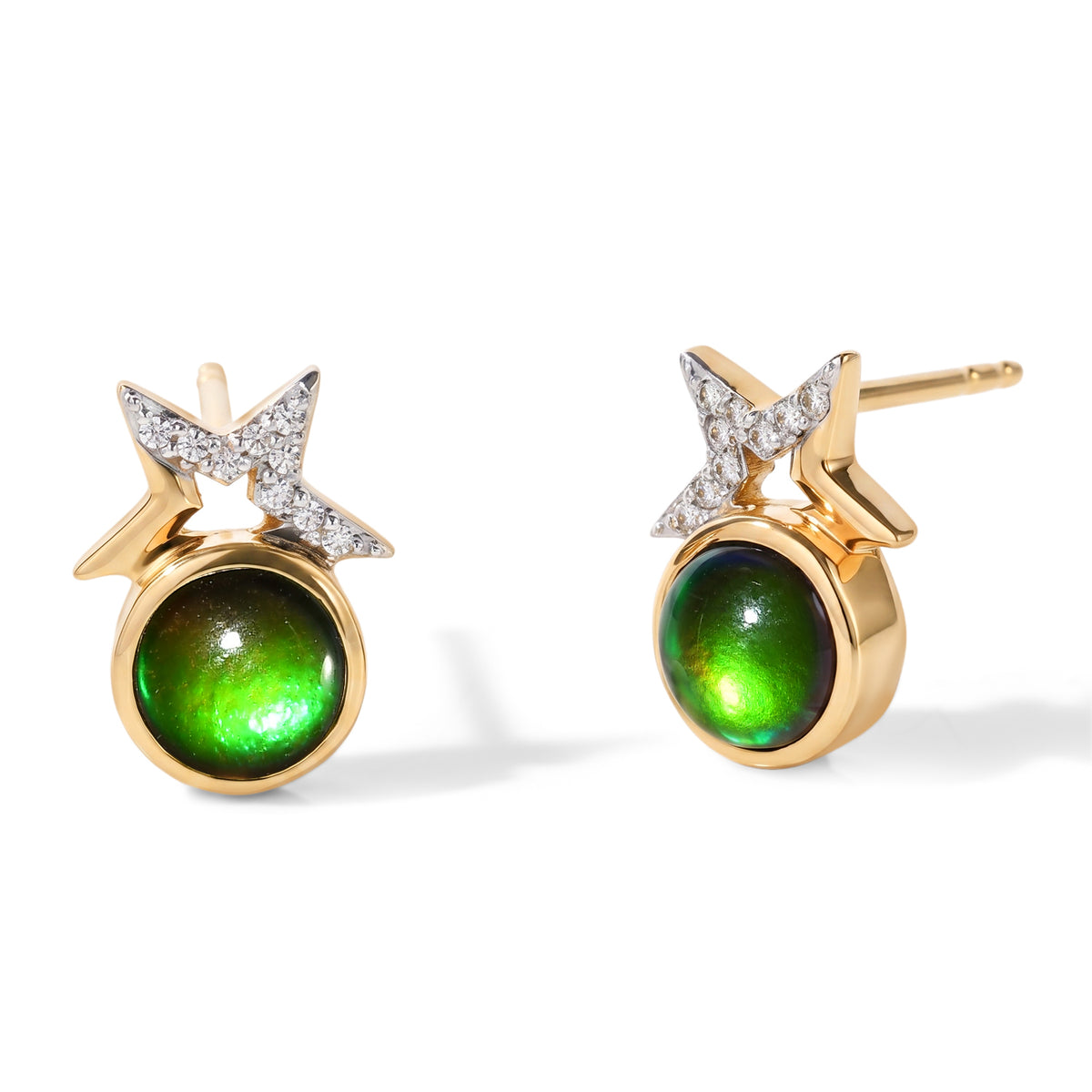 D'Joy - Ammolite &amp; White Zircon Earring with Push Post in 18K Vermeil Yellow Gold Plated Sterling Silver 1.80 Ct. 8695014 0