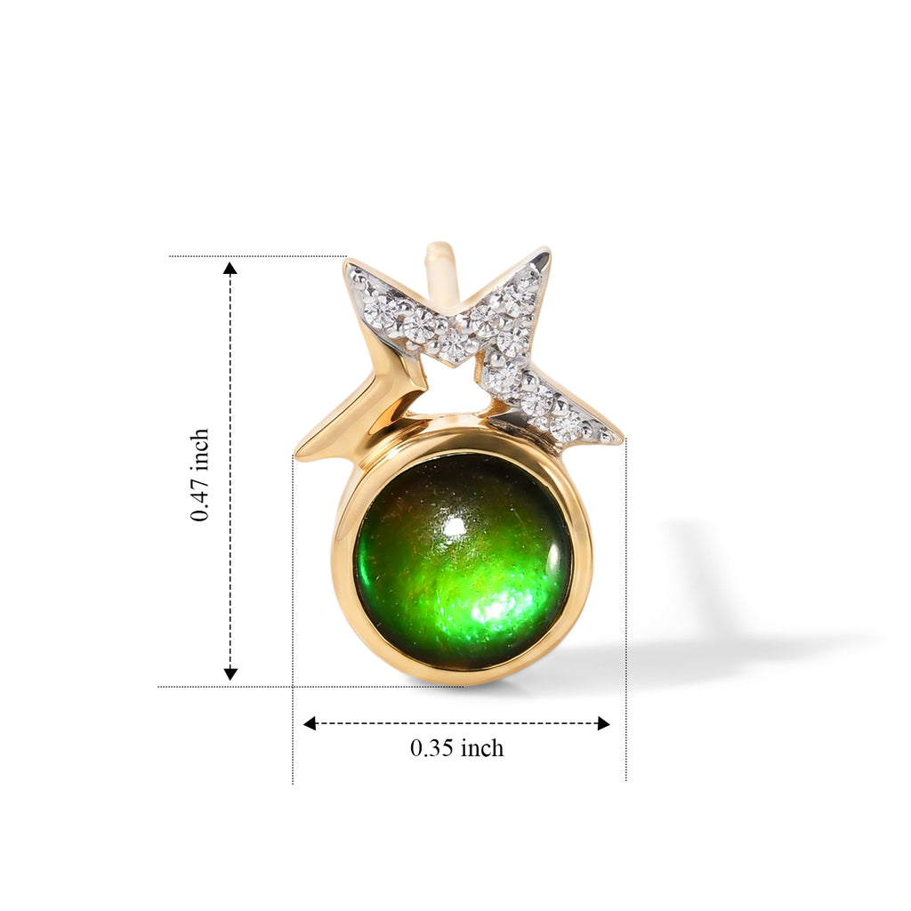 D'Joy - Ammolite & White Zircon Earring with Push Post in 18K Vermeil Yellow Gold Plated Sterling Silver 1.80 Ct._8695014_3