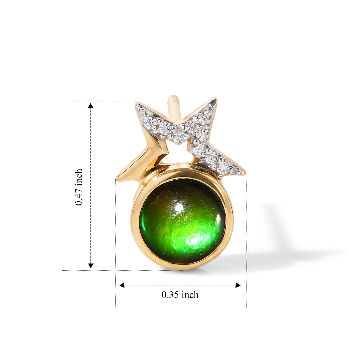 D'Joy - Ammolite &amp; White Zircon Earring with Push Post in 18K Vermeil Yellow Gold Plated Sterling Silver 1.80 Ct. 8695014 3