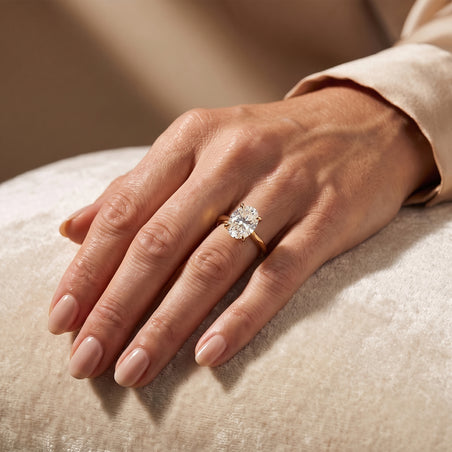 9K Yellow Gold GRA Certified Moissanite D-VVS1 Solitaire Ring 5.00 Ct. 8695021 2