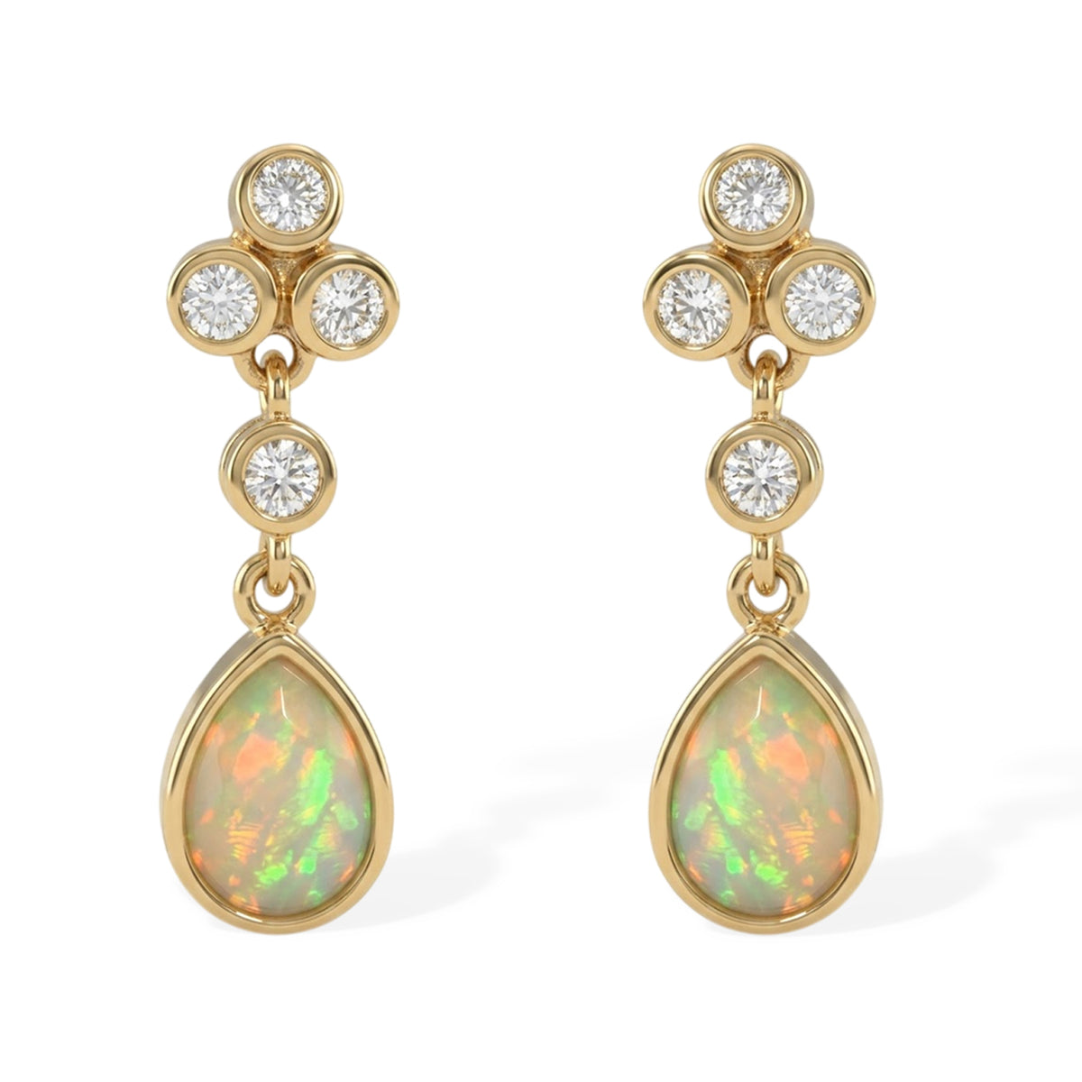 D'Joy - Ethiopian Opal &amp; White Zircon Earring with Push Back in 18K Gold Plated Sterling Silver 2.65 Ct. 8695064 0