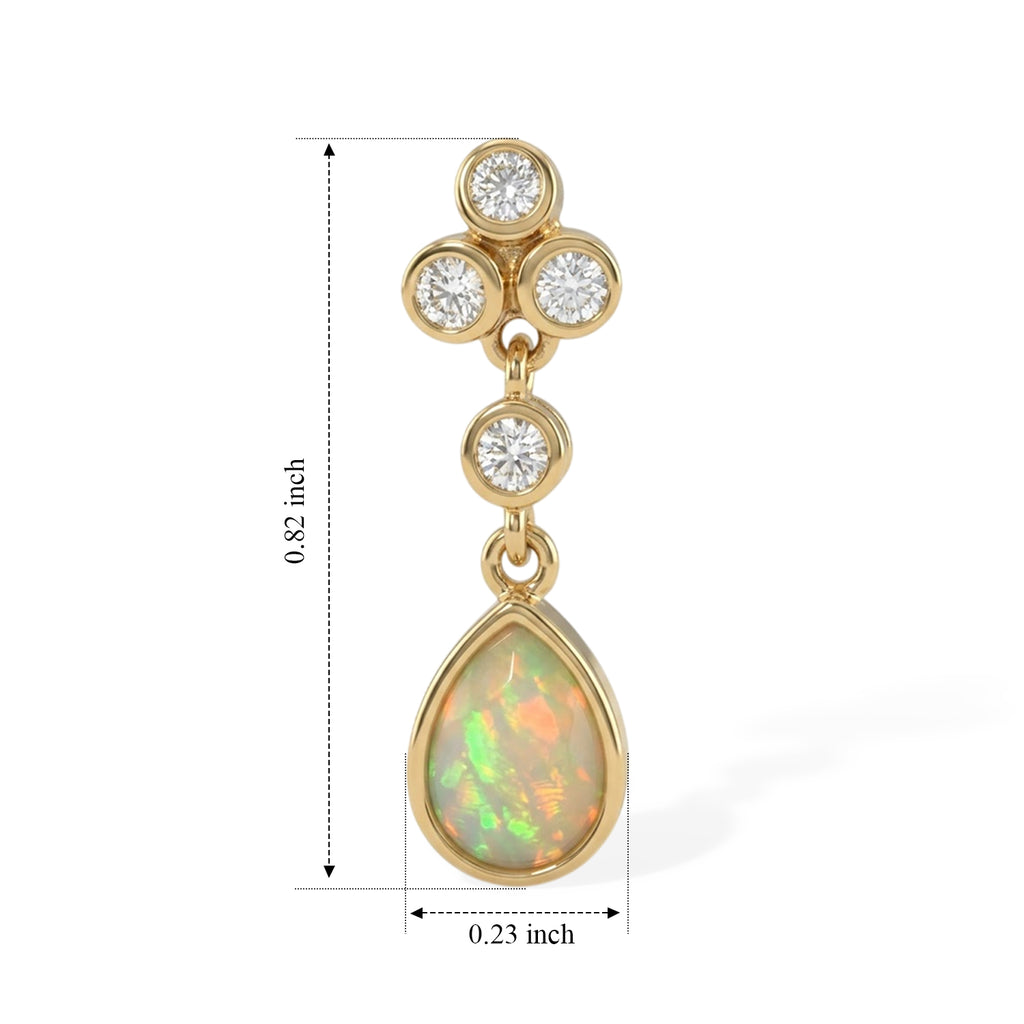 D'Joy - Ethiopian Opal & White Zircon Earring with Push Back in 18K Gold Plated Sterling Silver 2.65 Ct._8695064_2